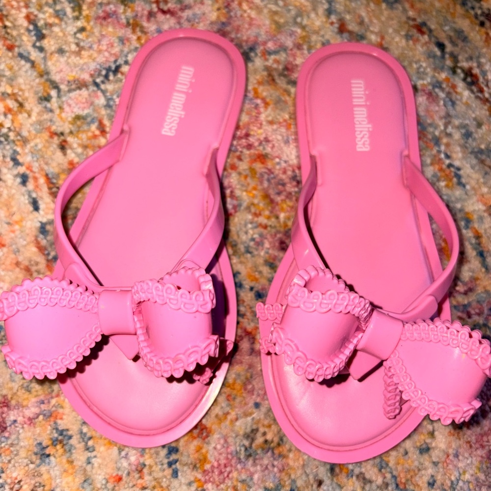 Mini Melissa Vibrant Pink Bow Slides